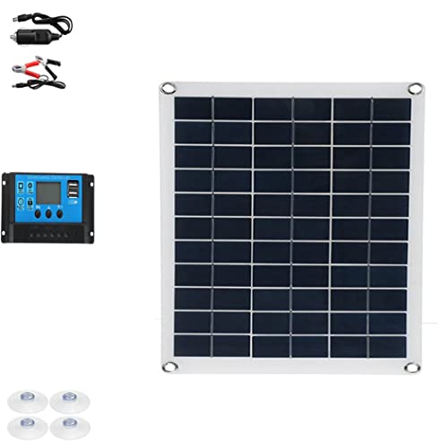 WEEYER Kit de Panel Solar 100W 18V monocristalino con Cable de Controlador de Carga Solar de 60A con Sistema Fuera de Red para Barco Marino RV,60A Controllter Cover