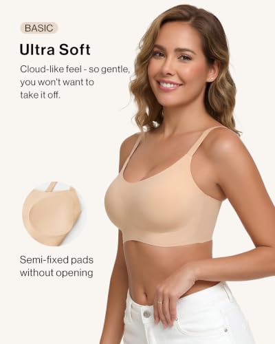 Image of Ubras Wireless Bralette Seamless T-Shirt Bra Spaghetti Strap Bra | Women, Pull On, Comfortable, Breathable, Smooth, Daily Wear