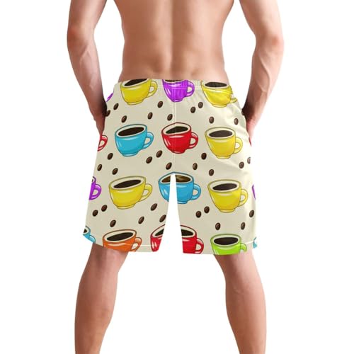 Men's Coffee Yellow Swim Trunks Shorts Swimwear Beach Board Short Bathing Suits with Pockets2