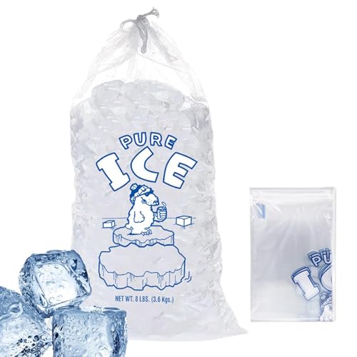 Bolsas de hielo de 8/10/20 libras, 10 bolsas de hielo resistentes con cordón, bolsas de cubitos de hielo para hacer hielo, bolsas de hielo vacías, bolsas de hielo para máquina de hielo, bolsas de