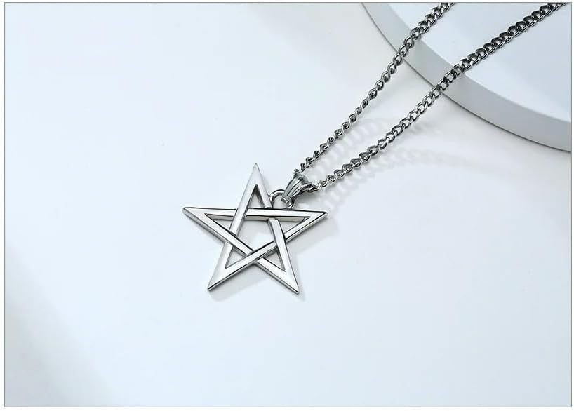 925 Sterling Silver Upside Down Pentacle Satanic Pentagram Necklace For Men - Church Of Satan Pentacle Necklace Satanic Necklace For Women - Pentagram Pendant Necklace Satanism Jewelry - Image 3