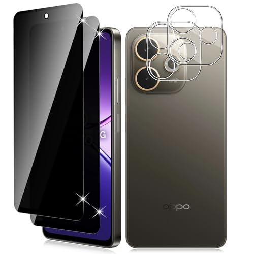 Vanrain Pellicola Privacy per OPPO A5 Pro 4G / 5G, 2+2 Pezzi Anti Spy Vetro Temperato e Fotocamera Protettiva, Protezione Schermo Durezza 9H Anti Graffio