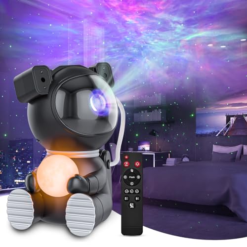 Astronaut Galaxy Projector, Star Projector with Timer and Remote, Night Light with Moon Lamp, LED Nebula Lamp for Kids Adults, Room Decor Gift (Black)