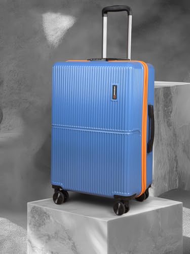 Image of Move-Meant Set of 3 Glide Small Cabin,Medium & Large Check-in Suitcase | 55 Cm,66 Cm & 75 Cm| 360 Degree 8 Wheels Number Lock Polycarbonate MAT. Blue Trolley Bag | Luggage for Travel - Pack of