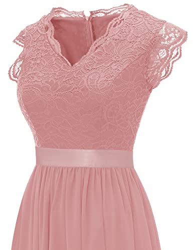 Image of Dressystar Women's V Neck Sleeveless Lace Bridesmaid Dress Wedding Party Gown