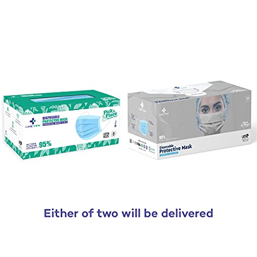 Image of CARE VIEW CV2992, SITRA Approved, 3 Ply Colored Disposable Surgical Mask With Built in Metal Nose Pin and 1 Melt Blown Layer (Pack of 400, Grey)