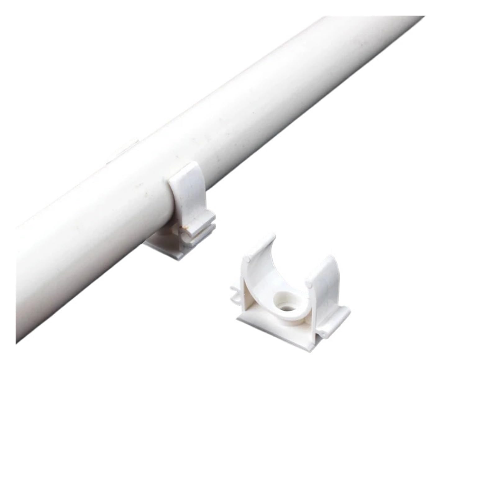 Plastikowe klipsy do węży 50 szt. 16-20mm średnicy zacisku rurowego z tworzywa sztucznego PVC złącza rurowe typu U złącza węży wodnych akcesoria ogrodowe(White 50pcs,20mm)