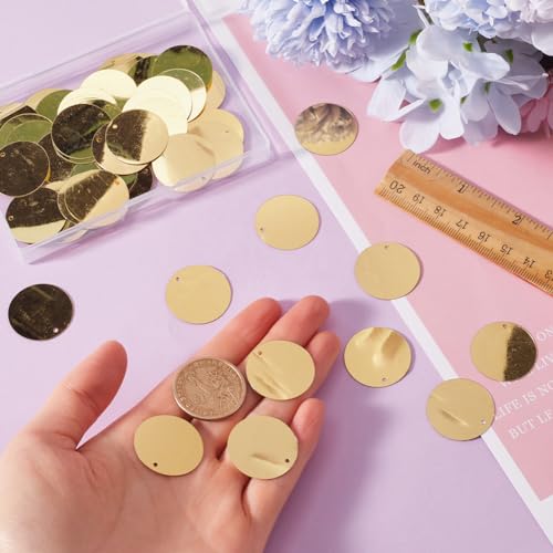 GORGECRAFT 500Pcs Flat Round Sequin Paillettes 25mm Loose Sequins with Hole Spangles Sewing Crafts for Jewelry Making Wedding Bridal Clothing Embroidery Crafts Applique Embellishment Lemon - Image 3