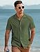 JMIERR Mens Linen Shirts Casual Short Sleeve Button Down Shirts Wrinkle Free Vacation Beach Summer Tops, L, Light Green