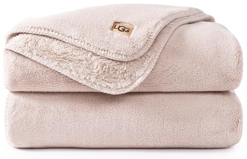 UGG Whitecap Plush Throw Blanket Fleece Soft Warm Throw for Bed or Chair, Luxury Bedroom Decor, Holiday Blankets, Machine Washable, 50-inch x 70-inch, Pink Quartz