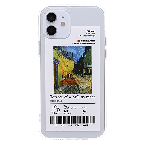 ONLYOU iPhone XR p P[X ؍ nCubhP[X G A[g CXg fUC ̃JtFeX Sbz ObY Jo[ iPhone10r 킢 (iPhoneXR terrace of a cafe at night)