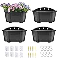 ORIMERC 4 Pcs 9.8" Wall Hanging Planter Flower Pot for Railing Fence Balcony Indoor Outdoor Décor Plastic Kitchen Herb Plant Basket Vertical Garden Living Wall Mount-Half Round-Flat Backed-Dark Coffee