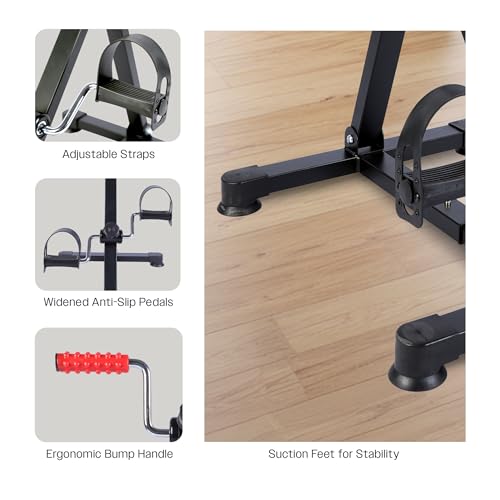 Image of Sparnod Fitness SMB-275 Arm & Leg Mini Exercise Bike, Manual Pedal Rehabilitation Exerciser, Adjustable Resistance, Compact Design with Non-Slip Pedals, Steel Frame, 120kg Capacity