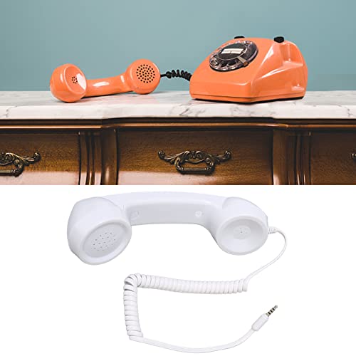 Retro-Telefonhörer, Retro-Vintage-Telefonhörer, Handy-Empfänger, Mikrofon, Mikrofon, Lautsprecher für Mobiltelefone, Computer (Weiß (Teddybär))