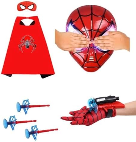 spider toys for boys 4-6 superhero capes for kids and Mask web shooter
