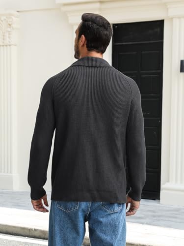 Men's Quarter-Zip Pullover Sweater Slim Fit Lightweight Sweaters Cable Knit Casual Polo Sweater Long Sleeve Sweaters2