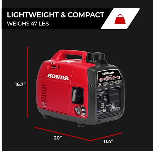 Image of Honda EU2200i 2200 Watt Inverter Generator, Super Quiet 120V Gas Powered Portable Generator for Camping or Home Backup Power Supply, Up to 8.1 Hour Run Time (EU2200ITAN)