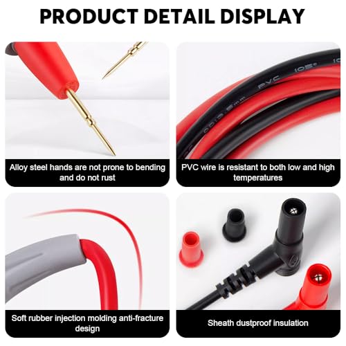 Riisoyu 2 Stück Silikon-Messleitungen Multimeter-Sonden 1000V 20A, messleitungen für Multimeter Kabel set Messspitzen Kompatibel mit Digitalmultimetern & Zangenmessgeräten