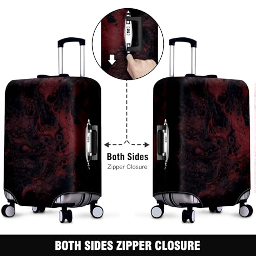 Travel Luggage Cover Suitcase Protector Scratch-Resistant Fit Not Included Suitcase Black & Red Abstract Fluid L-26-28in2