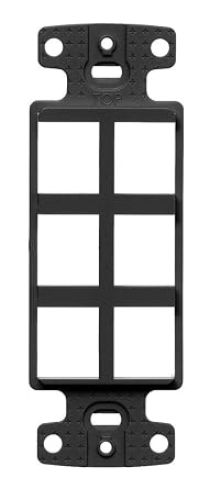 Hubbell Wiring Systems NS616BK Premise Wiring Products Decorator Frame Plate, 6-Port, Black