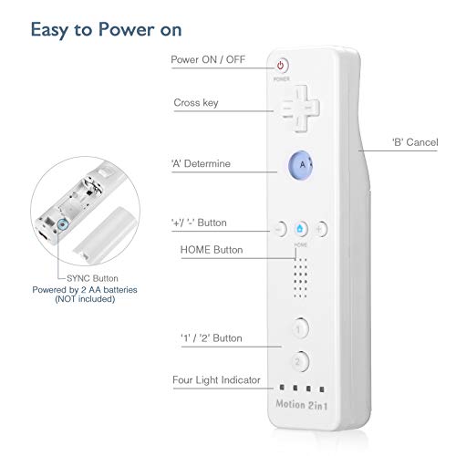 Wii Remote Controller, Wireless Wii U Motion Plus Remote Controller With Silicone Protective Case And Wrist Strap Compatible For Nintendo Wii And Wii U (White) #TOP4
