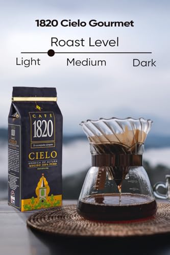 Image of Cafe 1820 Cielo Gourmet, Premium Costa Rican Ground Coffee 100% Arabica, Medium Roast, High Altitude Coffee with Fruity Notes & Acidity, 12 oz (2 Pack)