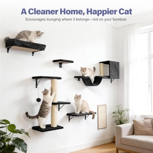 Set de muebles para gatos 6 en 1 negro para pared miniatura 3
