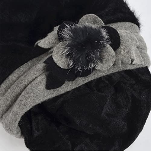 Vecry Women's 100% Wool Bucket Hat Felt Cloche Beret Dress Winter Beanie Hats (Angora-Black) #TOP3
