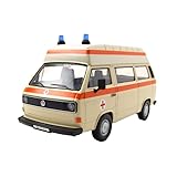 Type 2 (T3) High Roof Ambulance Cream with Orange Stripes 1/24 Diecast Model Car by Motormax 79595