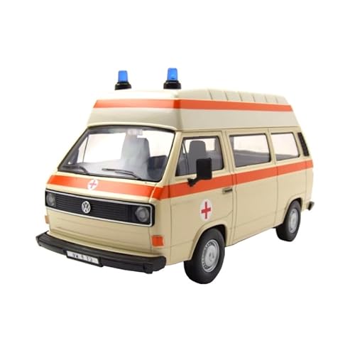 Type 2 (T3) High Roof Ambulance Cream with Orange Stripes 1/24 Diecast Model Car by Motormax 79595