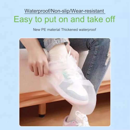 10 Pairs Disposable Rain Shoe Cover, Waterproof Thickened Tall Foot Cover, Rain Wear Outdoor Rafting Snowproof3