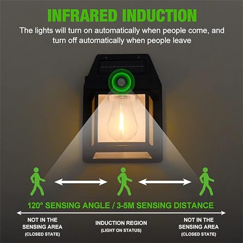 Image of LED Solar Wall Lights with Motion Sensor Auto Chargeable Exterior LED Sconce Front Porch Security Lamps | Waterproof Single Bulb Wireless Sconce Exterior Wall Lamps for Garden, Balcony