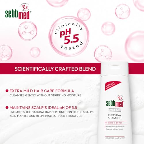 Image of Sebb med Everyday Shampoo for Normal to Dry Hair, Sensitive Scalp, pH 5.5 Clinically Tested, Extra-Mild Formula