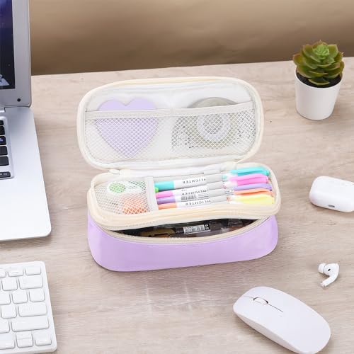 Image of Large Pencil Case for Girls Teens Kids School Pencil Bag with Zipper Purple