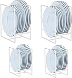 QUMENEY 4er-Pack Tellerregale Tellerhalter Organizer aufrecht stehende Geschirrabtropfgestelle Tellerständer für Küchenschrank Arbeitsplatte Schrank (weiß)