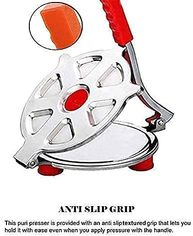 Image of Stainless Steel Puri Maker Press Machine with Handle, Manual Stainless Steel Roti Press, Papad /Khakhra /Chapati Maker (Pack of 1 | Multicolor)