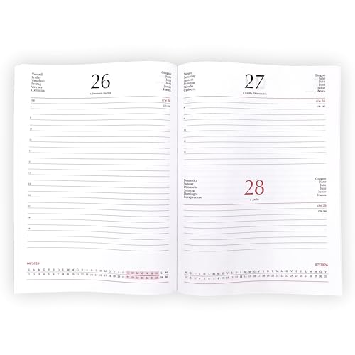 Agendepoint.it - Ricambio Agenda Giornaliera 2026, 17x24 cm, Multilingua, Blocco