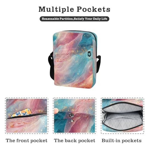 messenger bag cute crossbody bag men women's crossbody handbags Adjustable Strap for School School- Pink Turquoise Red2