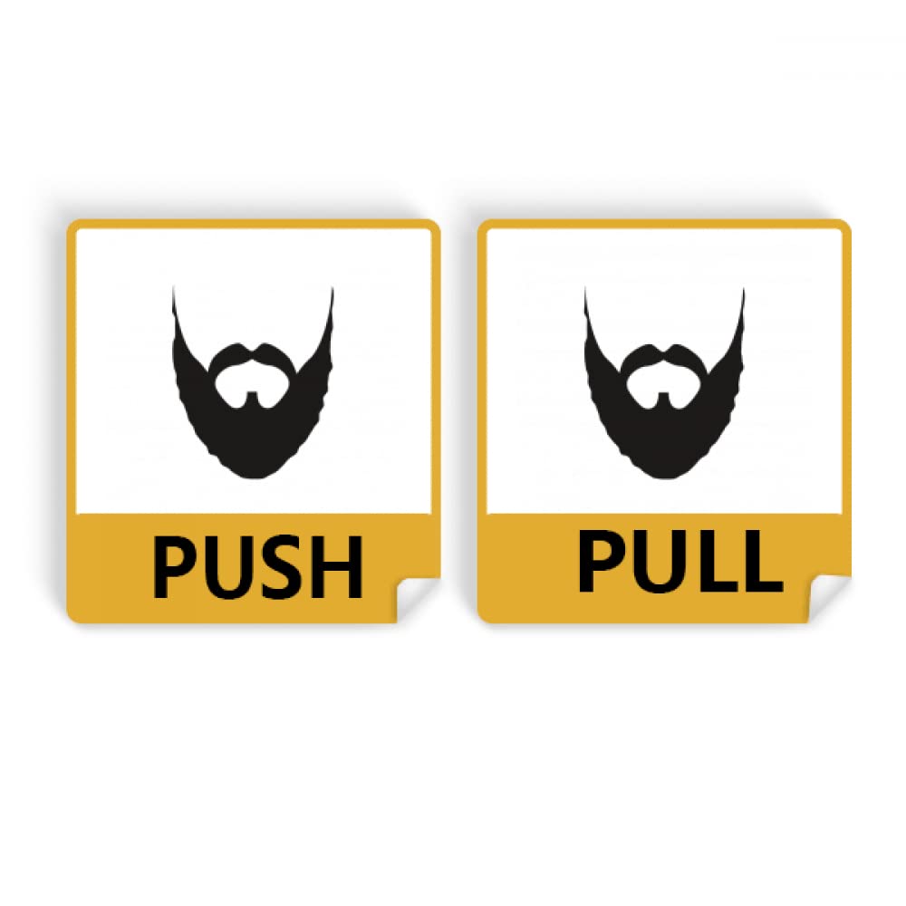 no/no Part Beard Man Expression Push Pull Door Sign Vinyl Stickers Shop