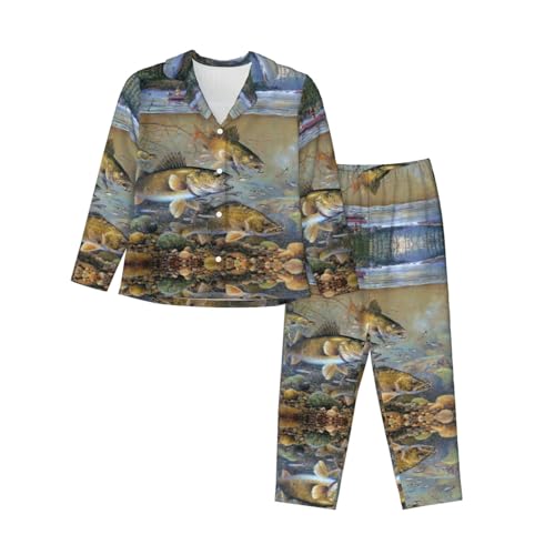 Pyjama manches longues imprimé pêcheur pour éviter le froid la nuit confortablement