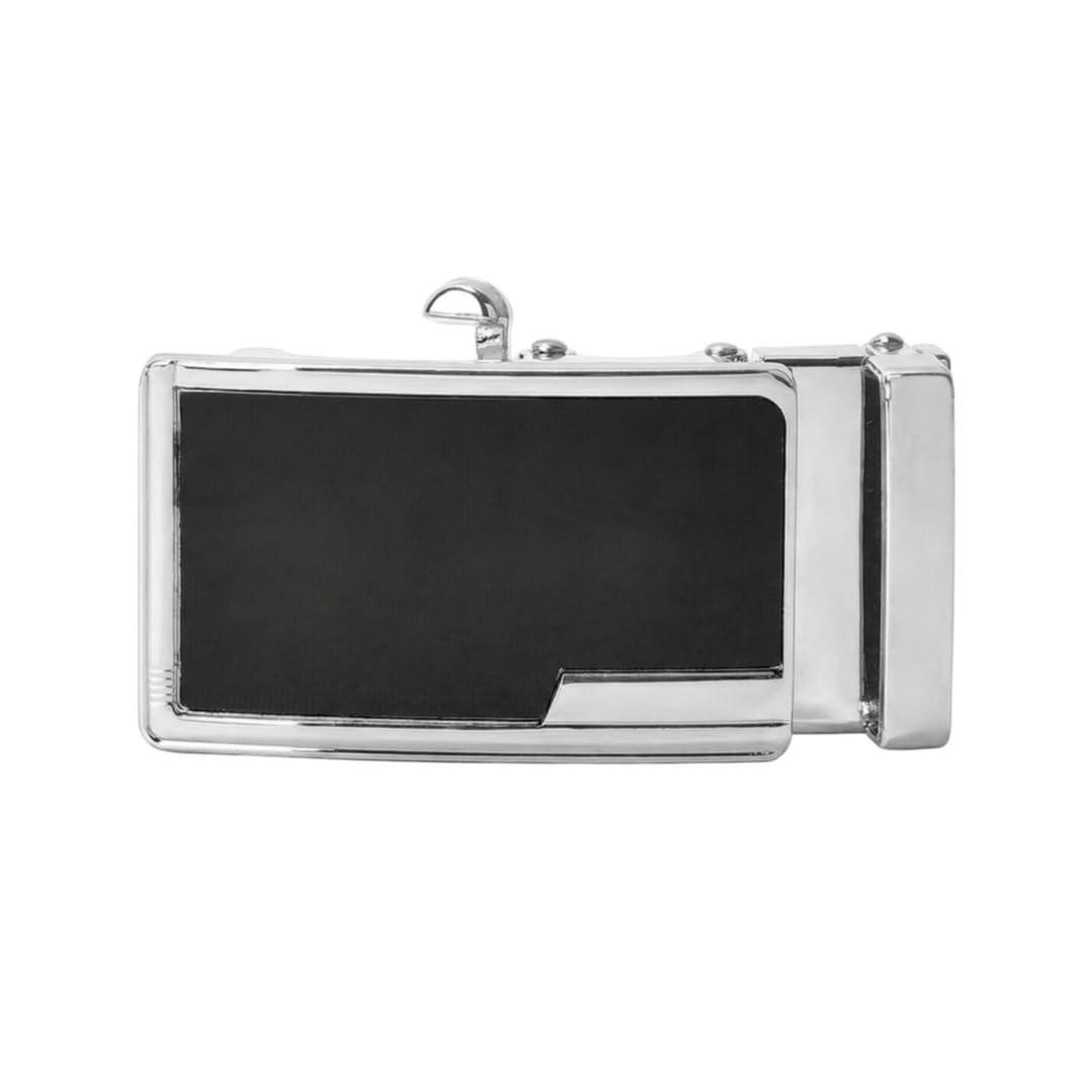 Men's AutoLock Belt Buckle– Black & Silver Metal (Buckle Only)