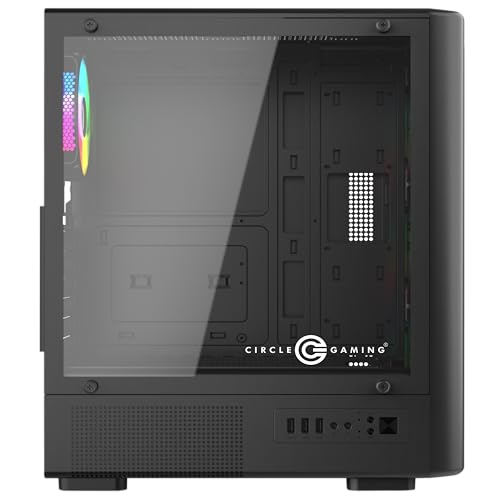 Image of Circle Amazer X1 Mid- Tower Computer Case | Gaming Cabinet - Black| Support ATX, M-ATX, ITX | Pre- Installed 3 x 120mm Front and 1 x 120mm Rear ARGB Mirror Fans