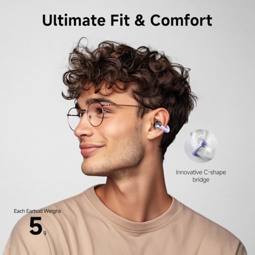 Image of QCY Crossky C30 Open Ear Headphones Wireless Bluetooth, Clip-On Earbuds with 4 ENC Noise Cancelling Mic, Stable Fit, Dual Connection, EQ Customized, Sports Earphones for Workout /Running