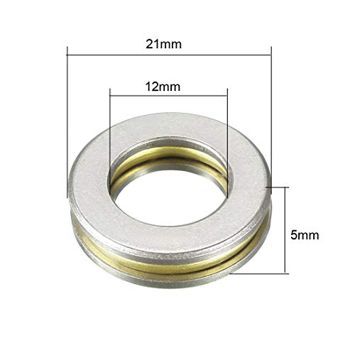Uxcell A19030700UX1021 F12-21M Thrust Ball Bearings 12Mm X 21Mm X 5Mm Chrome Steel Single Direction 4Pcs thumb #2