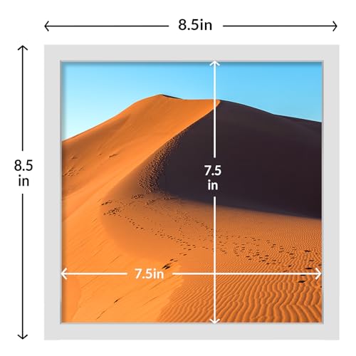 Image of LaVie Home 8x8 Picture Frame - White Square Frame with HD Plexiglas, Display for Wall or Desktop, Classic Collection