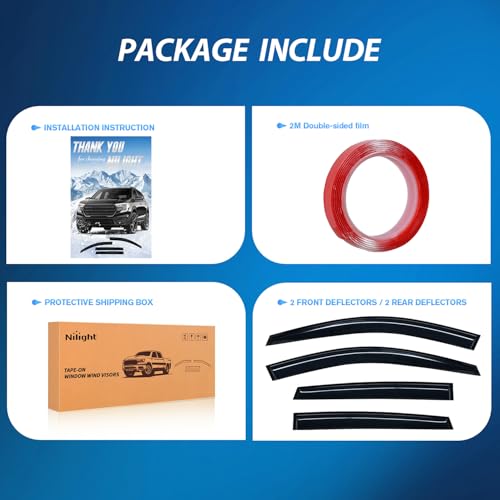 Image of Nilight Tape-On Window Visors for Honda CR-V 2007-2011, 4PCS | Fits 2007 2008 2009 2010 2011 Honda CR-V, Smoke Out-Channel Rain Guards for Rainy Commutes