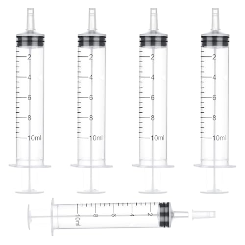 Image of 10 Pack 10ml Plastic Syringe, Luer Slip Tip with Cap, Syringes for Liquid, Measuring, Watering, Refilling, Feeding