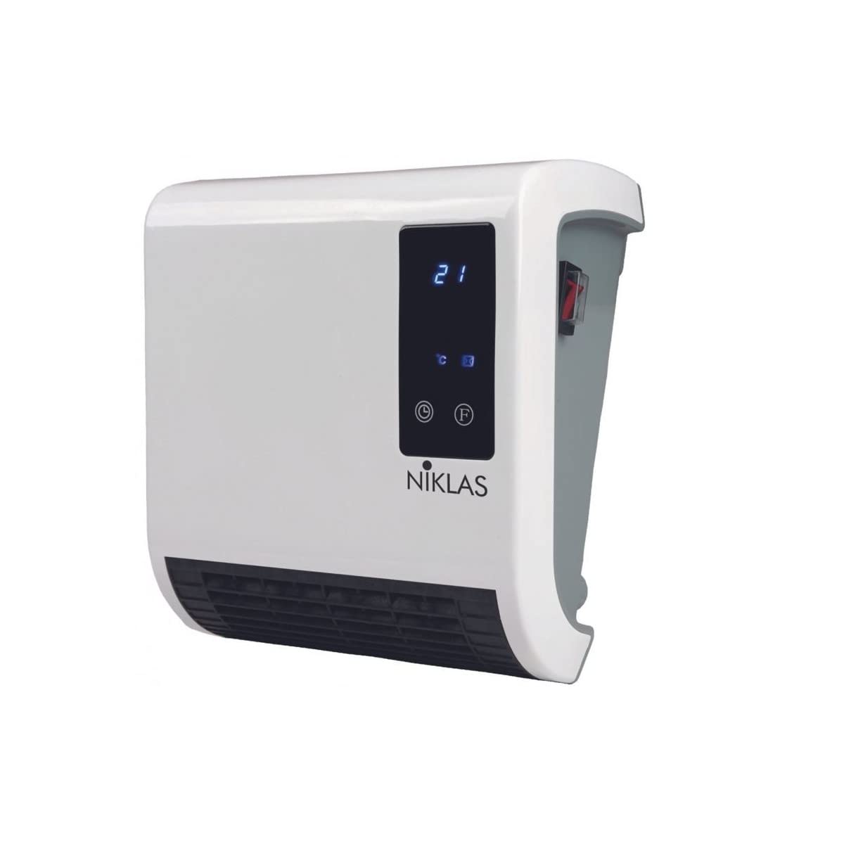 NIKLAS - Termoventilatore caldobagno stufa elettrica a parete 2000 W Trendy Digital Niklas, Radiante