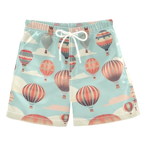 FLildon Sky Hot Air Balloons Boys Swim Trunks with Mesh Lining Quick Dry Beach Board Shorts, 4T