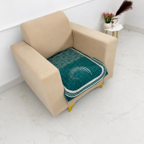 Image of Homerz Premium Chenille Fabric Sofa Cover | Soft, Durable & Dustproof | Decorative Couch Cover (Ghoomar Teal, 1 Seater, Only Seat Cover)